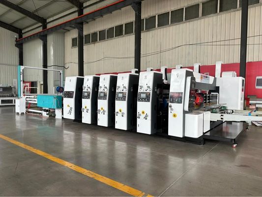 180000 KG Corrugatore automatico ad alta velocità Flexo Stampa a quattro colori Diecutter Shacker